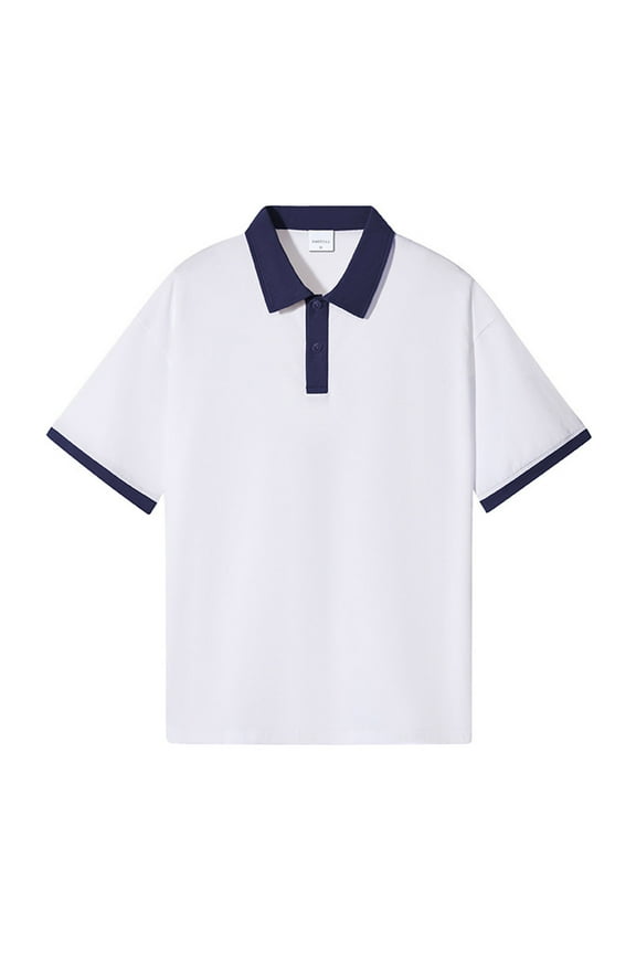 Womens Cotton Shirts for Work Blouses Casual Tops Short Sleeve Collar Neck Shirts Color Block Summer Tunic Tops White L