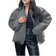 thumbnail image 1 of jtjvou Womens Cropped Jacket Wool Short Pea Coats Long Sleeve Button Down Winter Casual Outerwear Gray S, 1 of 5