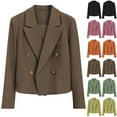 thumbnail image 1 of jtjvou Womens Double Breasted Cropped Blazer Jackets Dressy Casual Peak Lapel Long Sleeve Work Office Blazers Crop Jacket Green L, 1 of 6