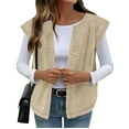 thumbnail image 1 of jtjvou Womens Fall Vest Sleeveless Cardigans Solid Color Lightweight Fuzzy Coats Casual Fashion Warm Ladies Cardigans Yellow L, 1 of 8