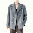 thumbnail image 1 of jtjvou Womens Fall Winter Casual Business Wool Blend Coat Loose Double Breasted Dressy Blazer Pea Coat Gray XL, 1 of 7
