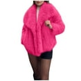 thumbnail image 1 of jtjvou Womens Faux Fur Coat Cropped Puffy Fuzzy Jacket Long Sleeve Lapel Winter Plush Coats Cardigan Outwear 2025 Trendy Pink L, 1 of 6