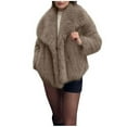 thumbnail image 1 of jtjvou Womens Faux Fur Coat Cropped Puffy Fuzzy Jacket Long Sleeve Lapel Winter Plush Coats Cardigan Outwear 2025 Trendy Yellow XL, 1 of 6