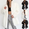 thumbnail image 1 of jtjvou Womens Faux Fur Coats Warm Winter Plush Fuzzy Fleece Jackets Shaggy Casual Open Front Cardigan Fluffy Overcoat Black L, 1 of 1