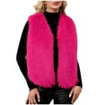 thumbnail image 1 of jtjvou Womens Faux Fur Vest Stand Collar Sleeveless Open Front Cardigan Top Fuzzy Coats Jacket Fluffy Outwear with Pockets Pink XXL, 1 of 7