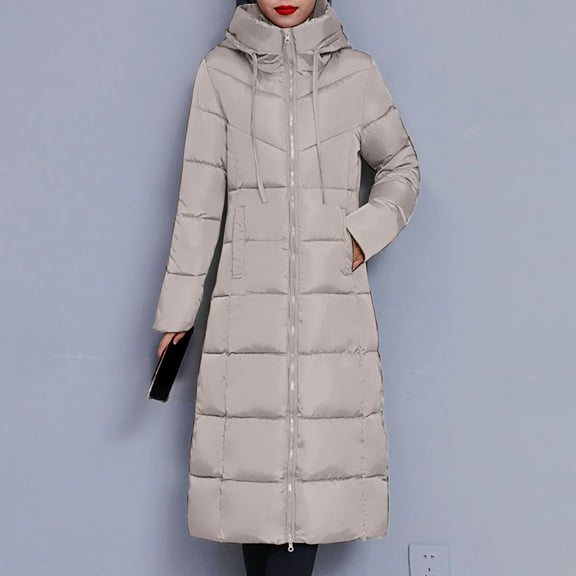 jtjvou Womens Full Length Long down Jackets Casual Winter Warm Long Packable Quilted Puffer Jacket Yellow M