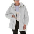 thumbnail image 1 of jtjvou Womens Fuzzy Fleece Jacket Button Down Coats Casual Winter Warm Outwear with Pockets White S, 1 of 6