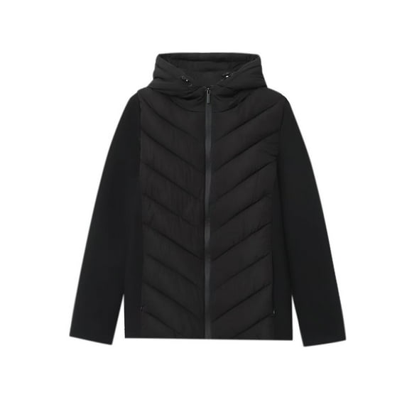 jtjvou Womens Lightweight Packable Jackets Zip Up Puffer Jacket with Hood Winter Padded Jacket Casual Warm Coats Black M
