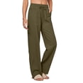 thumbnail image 1 of jtjvou Womens Lightweight Summer Palazzo Pants Boho High Waisted Wide Leg Casual Long Lounge Pant Trousers with Pockets Green XL, 1 of 8