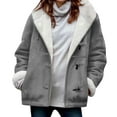 thumbnail image 1 of jtjvou Womens Lined Jackets Plus Size Winter Coats Faux Suede Pea Coat Warm Fleece Parka Outerwear Gray XXXXXL, 1 of 5