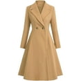 thumbnail image 1 of jtjvou Womens Long Wool Coat Fall Winter Double Breasted Trench Coat Peacoat Jackets Yellow M, 1 of 5