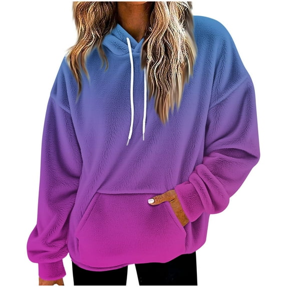 jtjvou Womens Neon Print Oversized Sweatshirt Drawstring Pullover Sweatshirt Trendy Sweater Tops Fall Fashion Clothes 2025 Blue L