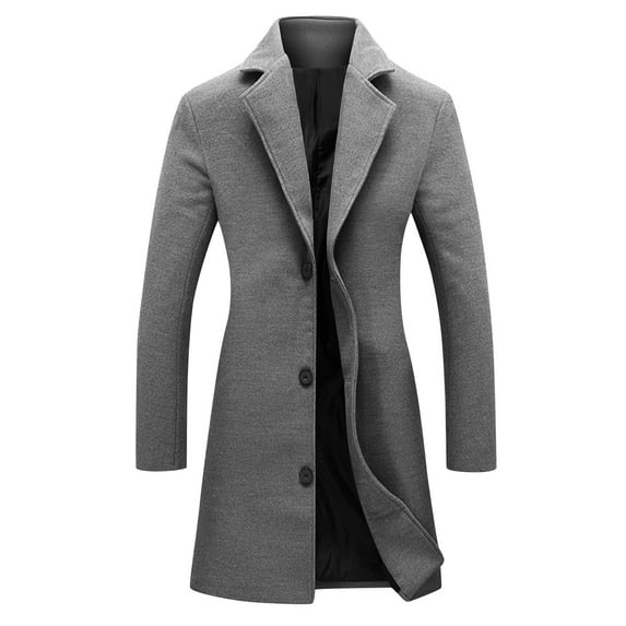 jtjvou Womens Pea Coat Notched Lapel Single Breasted Long Jacket Winter Casual Trench Coat Outerwear Gray L