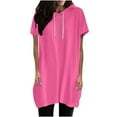 thumbnail image 1 of jtjvou Womens Summer Oversized Hoodies Short Sleeve Casual Shirts Fashion Tunic Tops Lightweight Pullover with Pockets Pink S, 1 of 6