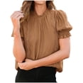 thumbnail image 1 of jtjvou Womens Summer Tops 2025 Trendy Mock Neck Puff Sleeve Blouse Dressy Casual Business Western Shirts Spring Clothes Yellow XXL, 1 of 6