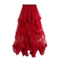 thumbnail image 1 of jtjvou Womens Tulle Skirts Asymmetrical High Low Ruffle Skirt Layered Tutu Skirt Cocktail Party A-Line Midi Fairy Skirt Red Free Size, 1 of 5