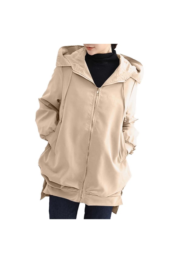 Womens Waterproof Raincoat Lightweight Rain Jacket Trench Coat Hooded Windbreaker With Pockets for Outdoor Yellow XXL