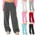 thumbnail image 1 of jtjvou Womens Wide Leg Sweatpants Baggy Loose Comfy Pants Casual Lounge Sweatpants Solid Color Workout Pants with Pockets Black L, 1 of 9