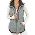 thumbnail image 1 of jtjvou Womens Winter Vests Sleeveless Fleece Jacket Zip Up Stand Collar Warm Drawstring Waist Coat with Pockets Gray S, 1 of 9