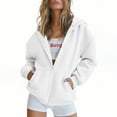 thumbnail image 1 of jtjvou Womens Zip Up Hoodies Oversized Sweatshirts Fall School Fashion Outfits Casual Jackets 2025 Winter Clothes White L, 1 of 8