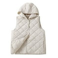 thumbnail image 1 of jtjvou Womne's Button Padded Down Jacket Coats Quilted Puffer Vest Hood Lightweight Warm Sleeveless for Women Beige,XXL, 1 of 5