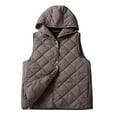 thumbnail image 1 of jtjvou Womne's Quilted Puffer Vest Hood Lightweight Warm Sleeveless Button Padded Down Jacket Coats for Women Gray,M, 1 of 5