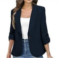 thumbnail image 1 of jtjvou Work Blazer with Pockets Trendy Suit Jacket Lightweight Slim-Fit Front Open Blouse Button up Solid Color Office Cardigan Blazer for Women Business Lapel Jacket Navy M, 1 of 8