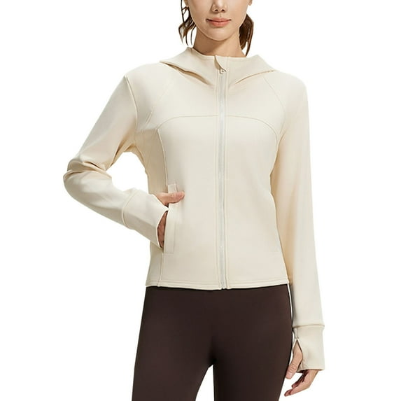 jtjvou Workout Jackets for Women, Full Zip Slim Fit Lightweight Athletic Running Sports Track Jacket with PocketsWhite XL