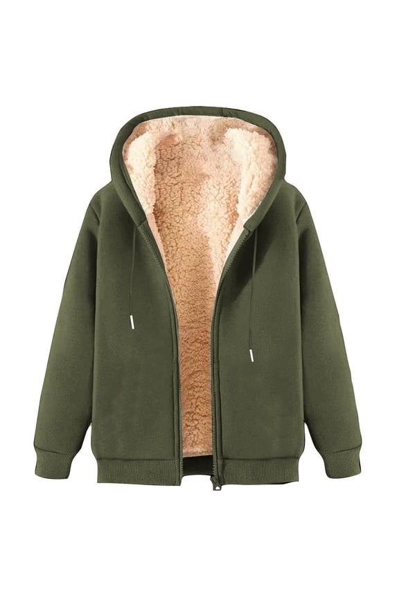 Zip Up Hoodie Men Warm Fleece Lined Fall Winter Hooded Sweat Jackets Casual Cozy Fuzzy Wool Coats with Pockets Green XXL