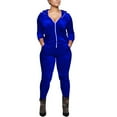 thumbnail image 1 of jtjvou rack Suits for Women Set 2 Piece Sweatsuits Outfits Velour Ruched Long Sleeve Zip Up Jacket and Pants Set Loungewear Blue S, 1 of 6