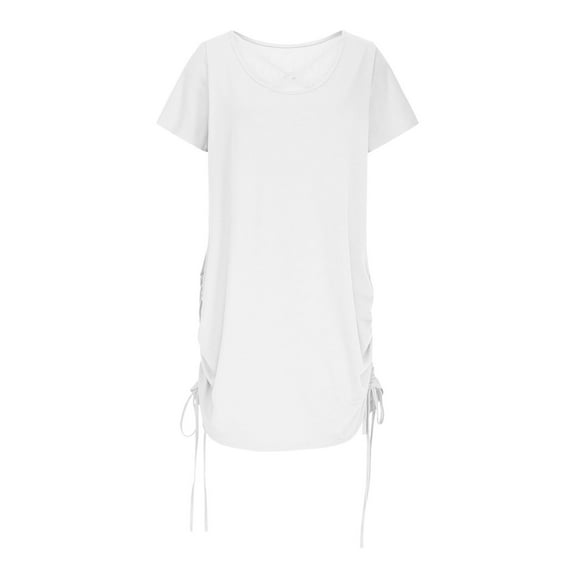 juhao Bathing Suit Cover Ups for Women Coverup Casual Loose Beach Shirt Dress with Drawstring Solid Color Soft Bikini Swimsuit S-XXL
