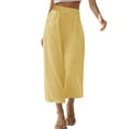 thumbnail image 1 of FAHXNVB Women's Cotton Linen Capri Pants Beach High Waisted Casual Loose Capris Pants with Pockets Lightweight Summer Wide Leg Pants, 1 of 7