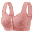 thumbnail image 1 of juhao Daisy Bras for Older Women Plus Size Front Closure Supportive Lace Bra No Underwire Full Support Front Button Push Up Bra, 1 of 2