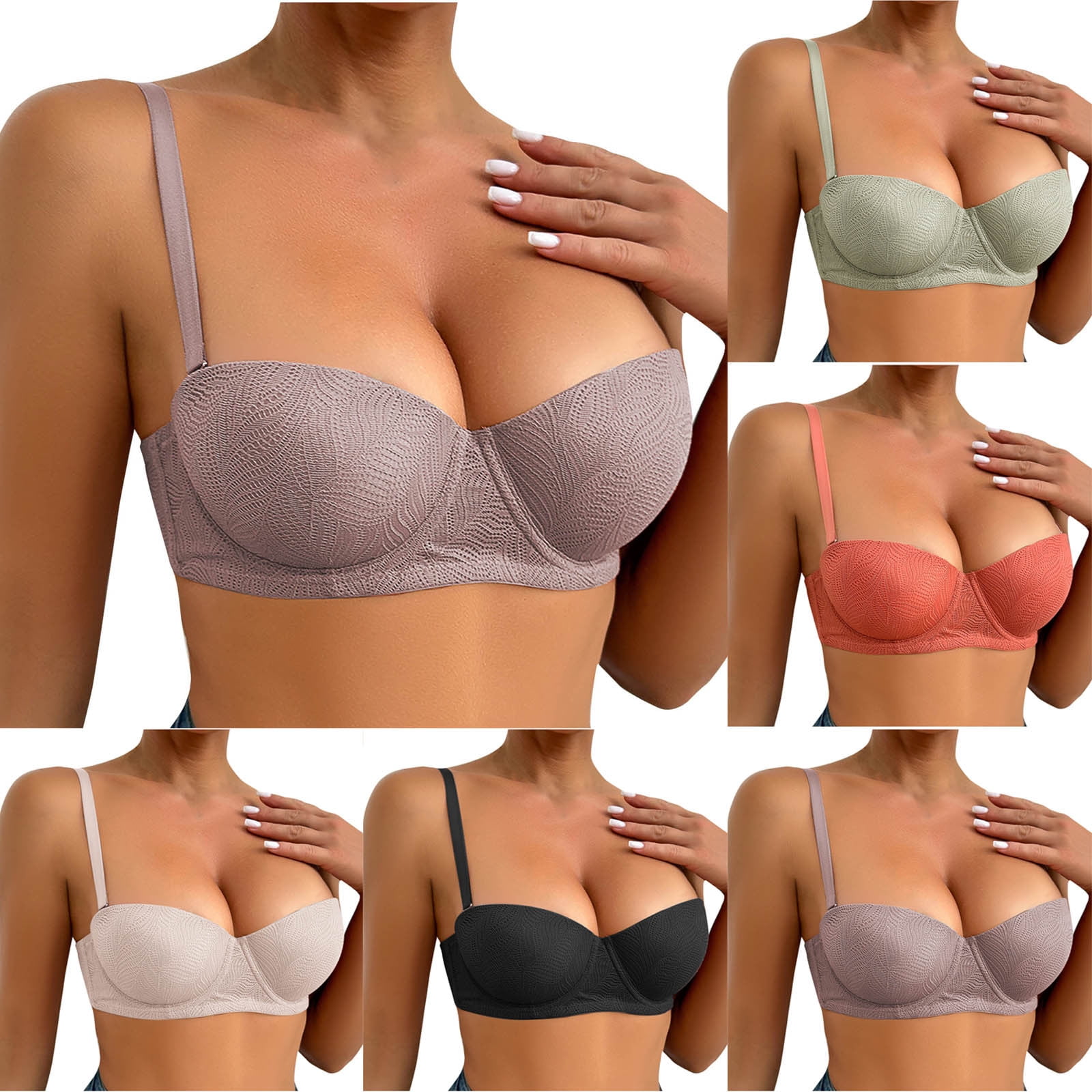 juhao Women's Balconette Bra Lightly Padded Lace Demi Underwire Half ...