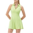 thumbnail image 1 of juhao Women's Tennis Golf Dress Quick Dry Breathable Active Exercise Workout Sports Athletic Dresses for Women V Neck Zipper Slim Fit Fitness Dress, 1 of 5