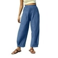 thumbnail image 1 of juhao Womens Linen Wide Leg Pants Casual Loose Elastic Waisted Barrel Beach Palazzo Pants with Pockets Loose Fit Lightweight Baggy Pants, 1 of 5
