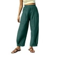 thumbnail image 1 of juhao Womens Linen Wide Leg Pants Casual Loose Elastic Waisted Barrel Beach Palazzo Pants with Pockets Loose Fit Lightweight Baggy Pants, 1 of 5