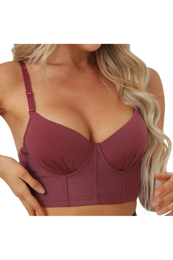 Womens Satin Bra Full Cup Padded Push-up Bralettes with Adjustable Strap Comfort V Neck Double Lined Y2k Corsets Underwire