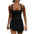thumbnail image 1 of juhao Womens Tennis Dress with Built in Shorts Square Neck Sleeveless Workout Athletic Mini Skort Dress Soft Solid Color Golf Summer Outfits, 1 of 5
