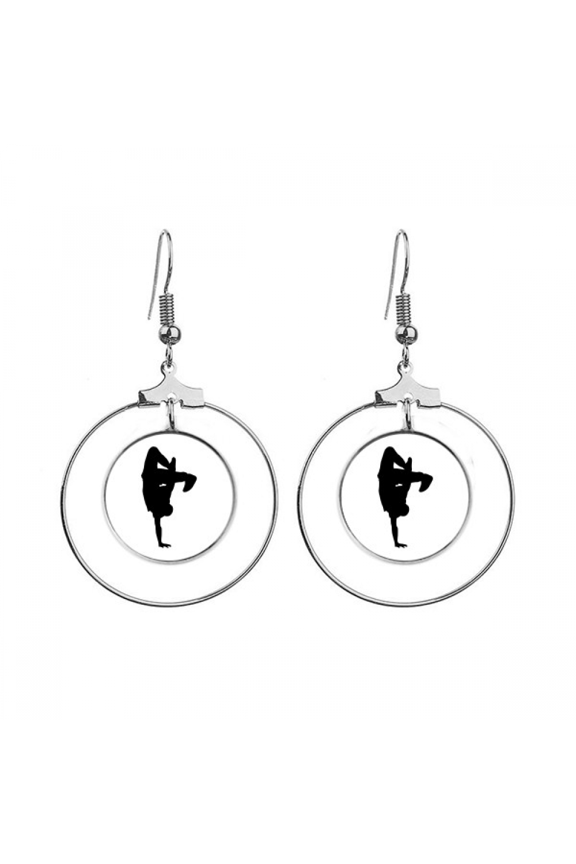 jumping dancer sports breaking earrings dangle hoop jewelry drop circle