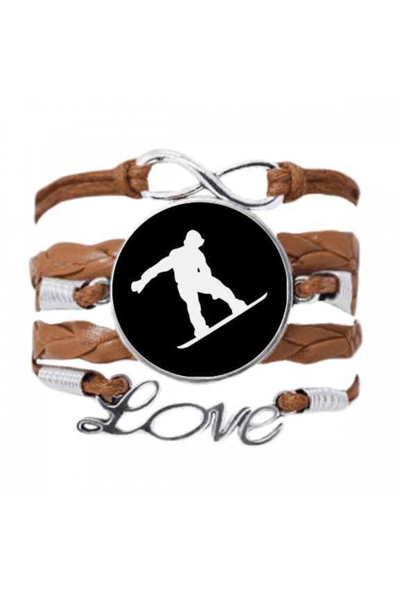 jumping skateboarding sport black outline bracelet love chain ornament wristband