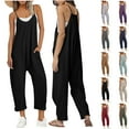 thumbnail image 1 of jumpsuits for Women Dressy 2024 Fashion and Casual Cold Shoulder Jumpsuit Solid Suspender Jumpsuits Wide Pocket Leg Pant Present for Women Up to 65% off, 1 of 9