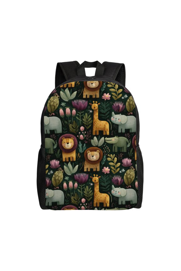 jungle animals Backpack with 15 Inch Laptop Compartment,Water-Resistant Daypack, Large Capacity Backpack with Adjustable Breathable Shoulder Straps for Daily Use Travel Gym