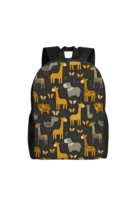 jungle animals Backpack with 15 Inch Laptop Compartment,Water-Resistant Daypack, Large Capacity Backpack with Adjustable Breathable Shoulder Straps for Daily Use Travel Gym