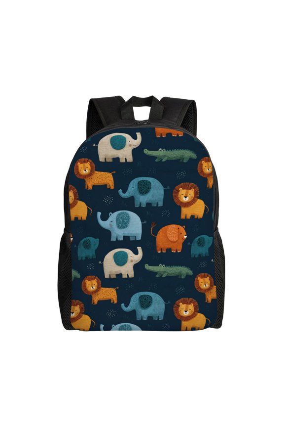 jungle animals Backpack with 15 Inch Laptop Compartment,Water-Resistant Daypack, Large Capacity Backpack with Adjustable Breathable Shoulder Straps for Daily Use Travel Gym