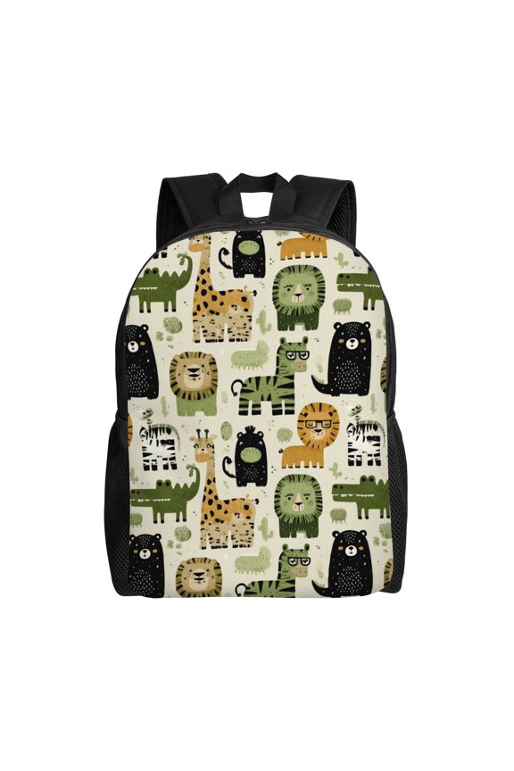 jungle animals Backpack with 15 Inch Laptop Compartment,Water-Resistant Daypack, Large Capacity Backpack with Adjustable Breathable Shoulder Straps for Daily Use Travel Gym