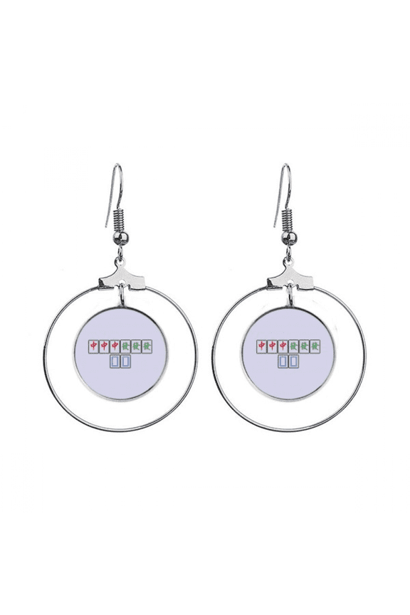 junior three chiefs mahjong tiles earrings dangle hoop jewelry drop circle