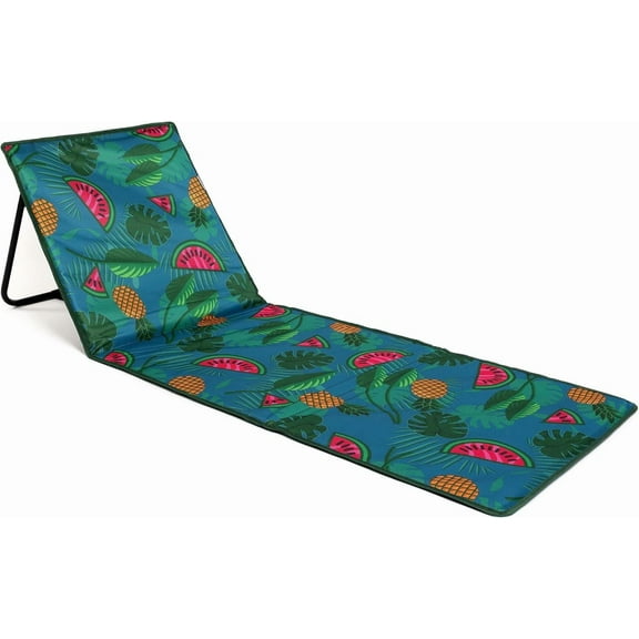 just be... Beach Sun Mat Folding Lightweight Portable Adjustable Sunbathing Recliner with Backrest Support and Valuables Pocket for Holidays Garden Camping Park and Festivals - Tropical