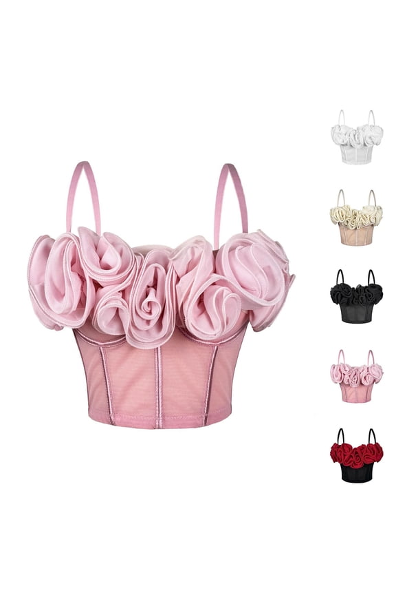 3D Flower Corset Tops for Women Night Out Renaissance Victorian Boned Bustier Corsets Straps Going Out Date Club Party Bodyshaper Black,XL