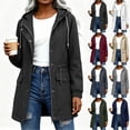 thumbnail image 1 of justHIGH Lined Light Rain Jacket Women Packable Long Raincoat with Hood Drawstring Waisted Waterproof Windbreaker Lightweight Outdoor Trench Coat Wine,S, 1 of 7